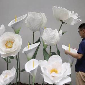 Grandi <span class=keywords><strong>fiori</strong></span> decorativi alti Set di <span class=keywords><strong>fiori</strong></span> di papavero di Organza di peonia di carta per la decorazione della festa nuziale - Product Image 6