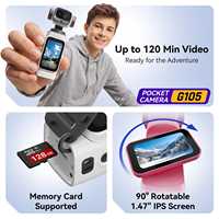 Kamera Saku Anak 1080P HD Mini Vlog Kamera Layar Putar 90 Derajat Zoom Digital 5X Kamera Video Genggam Baterai Dapat Dilepas