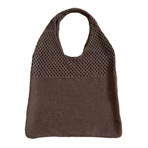 2023 फैशन खोखले बुना हुआ महिलाओं के बैग आकस्मिक महिला कंधे बैग सरल Crochet ढोना बैग देवियों शॉपिंग शीर्ष-संभाल हैंडबैग