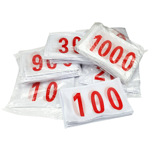 แผ่นหมายเลขวิ่งแบบติดเสื้อ 100 แผ่น หมายเลข 001 ถึง 1500 สำหรับมาราธอน กีฬาแข่งขัน นักกีฬา ทำจากผ้าฝ้าย พร้อมสติ๊กเกอร์ติดหมายเลข - Product Image 1