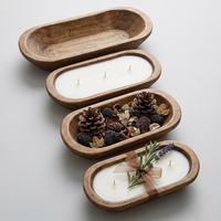 Cuenco Decorativo Largo de Madera para Centro de Mesa, Velas Aromáticas de Madera para Hombres y Mujeres, Regalos de Velas Perfumadas
