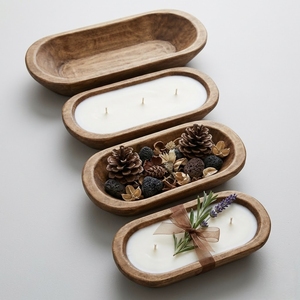 Cuenco Decorativo Largo de Madera para Centro de Mesa, Velas Aromáticas de Madera para Hombres y Mujeres, Regalos de Velas Perfumadas - Product Image 2