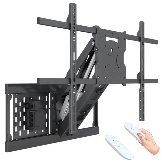 Remote Controlled Motorized Height Adjustable up and Down Fireplace Mantel TV Wall Mount TV Bracket