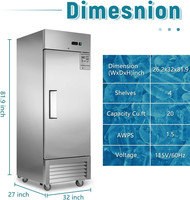 Congélateur vertical en acier inoxydable Réfrigérateur vertical de l'industrie Congélateur commercial en acier inoxydable à portée de 23 pi cu