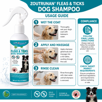 Shampoo pour chien Zourunan, parfum menthe, nettoyant et désodorisant, flacon pompe 568ml