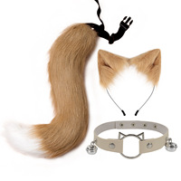 Serre-tête oreilles de chat simulées faites à la main, accessoire queue de renard, ensemble oreilles et queue d'animal style anime, collier, pince à cheveux, pour personnage de cosplay complet