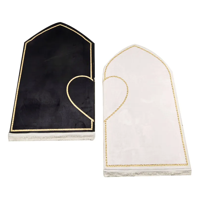 Tapete de oração acolchoado de flanela para adultos, presente islâmico, portátil, conjunto de 2 peças para viagem, tapete de oração para muçulmanos