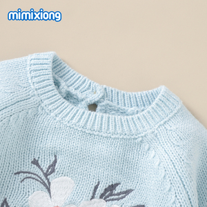 Nouveau-né bébé Onesie Crochet tricot pull enfants vêtements exquis broderie bébé bleu barboteuse costume - Product Image 4