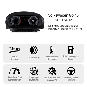 Tableau de bord numérique pour VW <span class=keywords><strong>Golf</strong></span> 6 MK6 2009-2014, cockpit d'instruments virtuel, <span class=keywords><strong>compteur</strong></span> numérique LCD, <span class=keywords><strong>compteur</strong></span> de vitesse numérique - Product Image 3