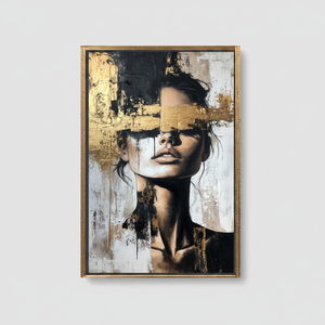 Golden Woman Tempered Glass Wall Art: Modern Portrait <b>Canvas</b> Print,GOLD <b>FRAMED</b> <b>CANVAS</b> - Product Image 2