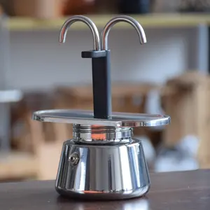 New Arrival 2 Cups Stainless Steel Double Tube Balance Scales Espresso Coffee Maker Moka Pot