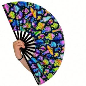 Abanico de Mano Plegable de Bambú Personalizado al por Mayor, Abanico Grande de 13 Pulgadas para Uso en Discotecas - Product Image 2