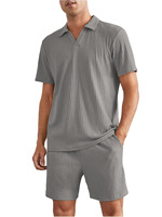 Vente en gros Nouvelle mode estivale décontractée Polo à manches courtes Shorts Ensemble assorti pour hommes en deux pièces