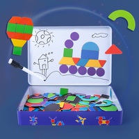 Mainan Puzzle Balok Geometris Kayu 180 Pcs untuk Anak Balita Tangram Jigsaw Montessori STEM Teka-teki Otak Hadiah Edukatif