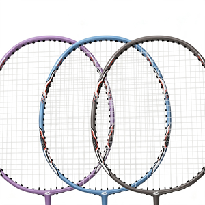 Ensemble de raquettes de badminton et de volants, raquettes en fibre de carbone graphite avec volants en nylon, ensemble léger pour la famille, le jardin - Product Image 3