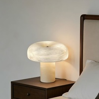Lampe de table moderne personnalisée en marbre, forme champignon, avec abat-jour en marbre, lumière blanche neutre, garantie 3 ans pour la maison/le studio