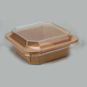 Customized Printed Rectangle <b>Paper</b> Salad Bowl With PET Lid Disposable <b>Paper</b> Container - Product Image 2