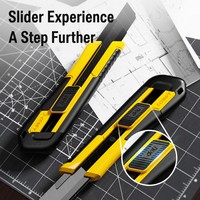Couteau utilitaire à bouton poussoir de 18 mm, jaune et noir, manche en plastique, matériau SK2, revêtement en caoutchouc