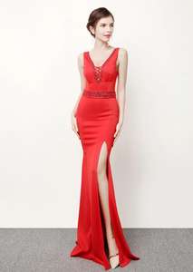 Elegante abito <span class=keywords><strong>da</strong></span> <span class=keywords><strong>cerimonia</strong></span> con perline senza schienale per donna, abito <span class=keywords><strong>da</strong></span> sera in pizzo - Product Image 6