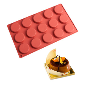 <b>Silicone</b> Mousse Cake Mold 15 Cup Cylindrical Chocolate Pudding Dessert <b>Baking</b> Mold Rust Red - Product Image 1