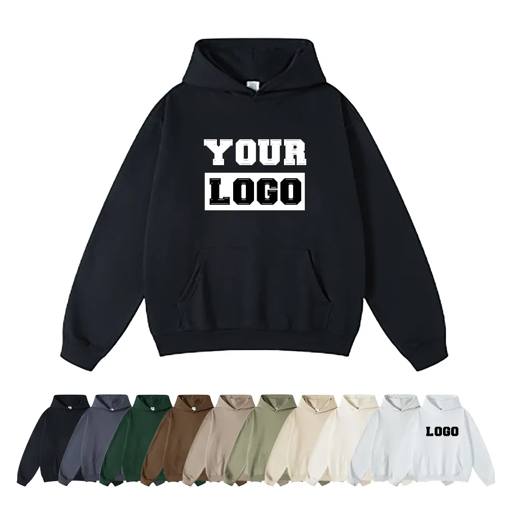 High Quality Custom DTG DTF Screen Printed 400GSM 445GSM Heavyweight Cotton French Terry Unisex Men Oversized Hoodies
