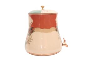 Dispensador de Agua de Cobre con Diseño Floral de Primera Calidad - Matka Ayurvédica Hecha a Mano 100% de Cobre Puro con Grifo Antiderrames - Product Image 2