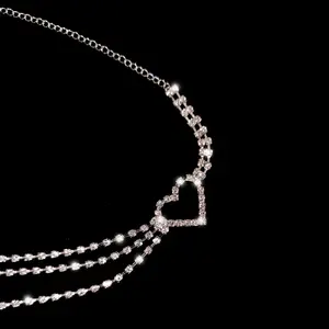 ROMANTIQUE Or Argent Amour Coeur Chaîne de Taille Bijoux de Corps Brillant Multicouche Coeur Strass Chaîne de Taille