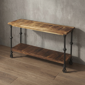 Console de style indien antique, en fer industriel et bois de manguier, pour appartement, maison, hall, salon, meuble de style farmhouse - Product Image 2