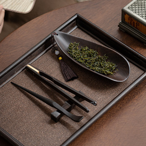 Ebony Solid Wood <b>Tea</b> Scoop Set Oval Shape Kung Fu <b>Tea</b> Ceremony Accessories With <b>Tea</b> <b>Tray</b> And Spoon For Afternoon <b>Tea</b> - Product Image 2