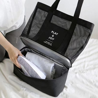 Sac de plage thermique double couche pour femmes avec fermeture éclair, sac de rangement pour l'été en plein air et en bord de mer