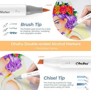<span class=keywords><strong>Ohuhu</strong></span> 48 colores Dual Tips Alcohol <span class=keywords><strong>Art</strong></span> Markers, cepillo y cincel - Product Image 2