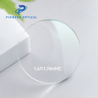 Lentilles optiques Pioneer 1.67 1.74 à vision simple UC HC HMC SHMC, lentilles optiques asphériques anti-reflets, lentilles optiques transparentes