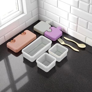 Boîte à lunch portable pour bébé, sans BPA, résistante aux fuites, compatible lave-vaisselle, avec 3 compartiments, pour ranger les collations des nouveau-nés, boîte à lunch puzzle pour enfants - Product Image 1