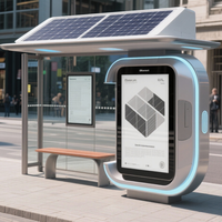 Parada de Autobús Inteligente de Aleación de Aluminio con Energía Solar, Señalización Digital LCD para Exteriores Resistente a la Intemperie IP65 para Transporte Público