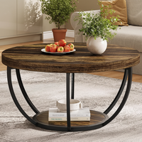 Table basse pliable en bois à 2 niveaux, personnalisable, de haute qualité, avec étagères de rangement, structure métallique, moderne et polyvalente, facile à assembler (OEM)