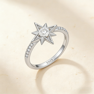 Anillo de Plata de Ley 925 con Estrella de Circonio, Bañado en Oro de 18K y Rodio, Anillo de Boda, Joyería Fina con Diseño de Espiga, Regalo para Mujer - Product Image 2