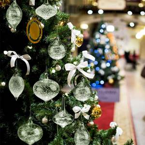 <strong>Large</strong> Borosilicate Glass Christmas <strong>Baubles</strong> with Clear Snowflake Dots Hanging Ornaments for <strong>Xmas</strong> Party Home Decor - Product Image 2
