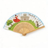 Großhandel Benutzerdefiniertes Logo Bedruckter Madrid Spanien Souvenir Handgefertigter Bambus-Fächer