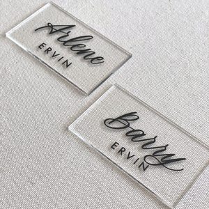 Cartes de place en acrylique transparent petit Rectangle acrylique carte de siège vierge escorte <span class=keywords><strong>plaque</strong></span> signalétique pour le réglage de la table, dîner de mariage - Product Image 4