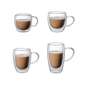 Tazza in ceramica <span class=keywords><strong>a</strong></span> <span class=keywords><strong>doppia</strong></span> <span class=keywords><strong>parete</strong></span> isolante in borosilicato trasparente con manico <span class=keywords><strong>Espresso</strong></span> riutilizzabile e tazza da caffè ghiacciata - Product Image 3