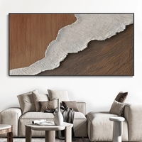 Salon décor marron encadré minimaliste toile océan vagues terre tons 3d texturé peintures murales toile art décor