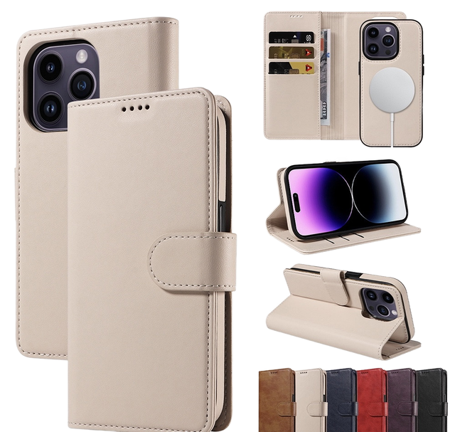 New Arrival Anti-Shock Business Flip Magnetic Wallet Phone Case for iPhone 16 15 Pro Max With Card Holder Folio Book Phone Cover
