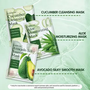 <span class=keywords><strong>Masque</strong></span> en feuille apaisant, hydratant, éclaircissant, raffermissant et régénérant à l'aloe vera, au concombre et à l'huile d'avocat pour femmes, tous types de peau - Product Image 2
