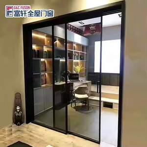 Puertas delanteras de diseño de moda Fuson para puertas corredizas de puerta corrediza de doble acristalamiento de aluminio Interior de casa - Product Image 5