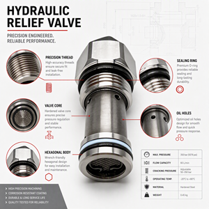 Válvula de Alivio Principal de Calidad OEM, Repuesto <span class=keywords><strong>para</strong></span> 07936467, Compatible con Excavadora SANY SY75C SY75C-9, Válvula de Seguridad Hidráulica, Piezas de Repuesto - Product Image 3
