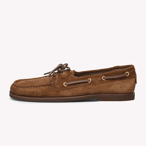 Chaussures <span class=keywords><strong>bateau</strong></span> en cuir véritable et daim pour femme, à lacets, mocassins à bout rond, plates, décontractées, vente en gros, OEM, personnalisables - Product Image 1