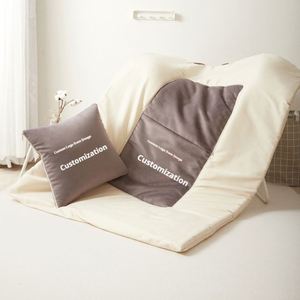 Custom Embroidery Logo Soft Flannel 2 in <b>1</b> Pillow Blanket Foldable Travel Airplane and Promotional <b>Gifts</b> - Product Image 1