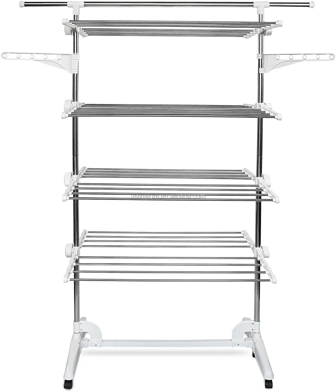 3 layers folding cloth storage shelf rack with 2 hanger for clothes storage organize