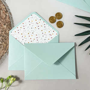 Enveloppes à rabat <span class=keywords><strong>euro</strong></span> vert menthe avec doublure florale, enveloppes d'invitation en papier perlé épais pour cartes de mariage - Product Image 5