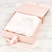 Boîte de rangement pour bébé en papier pliable avec aimant personnalisé, vide, avec ruban, pour vêtements de nouveau-né, souvenir